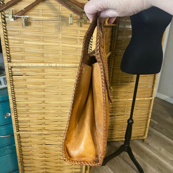 Vintage Handcrafted Embossed Leather Top Handle Bag – Artisan Signed western - Picture 7 of 8